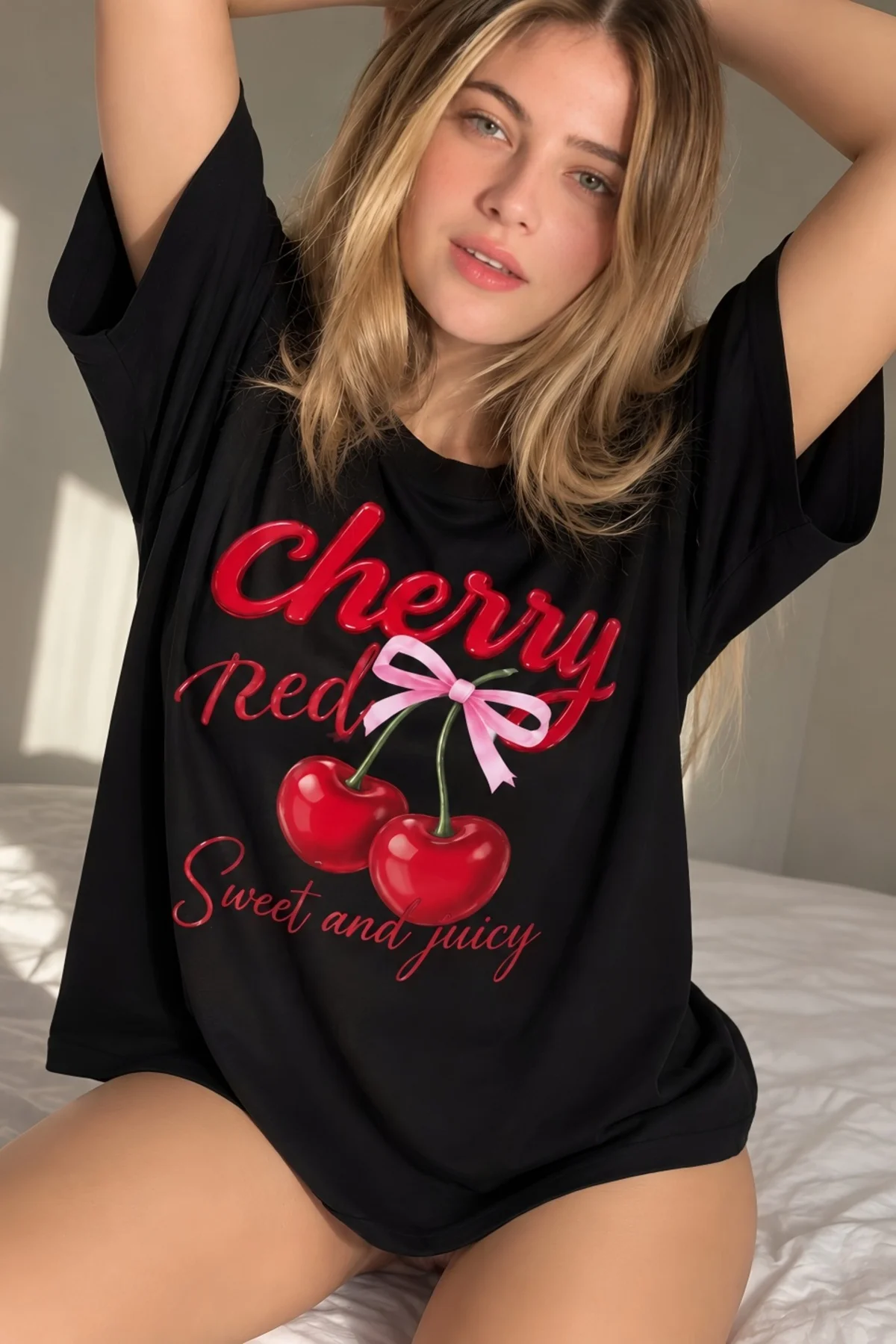Unisex Erkek/Kadın Cherry Özel Baskılı Oversize Pamuklu Bisiklet Yaka T-Shirt tshirt Unisex Erkek/Kadın Cherry Özel Baskılı Oversize Pamuklu Bisiklet Yaka T-Shirt tshirt