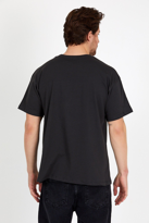 Unisex Füme Baskılı Bisiklet Yaka Oversize T-shirt - FÜME