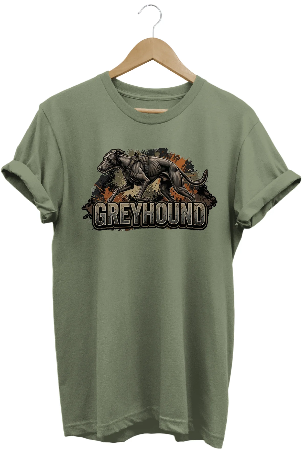 Unisex Grey Hound Baskılı T-shirt - Premium Köpekler Serisi Bisik