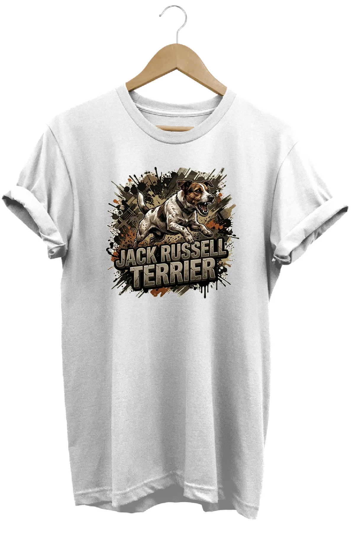 Unisex Jack Russell Baskılı T-shirt - Premium Köpekler Serisi Bis