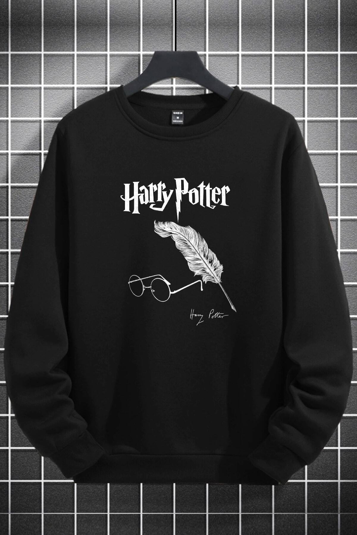 Unisex Kadın Erkek Harry Potter Baskılı Sıfır Yaka Siyah Polar Sweatshirt Fiyatı, Yorumları ve Özellikleri