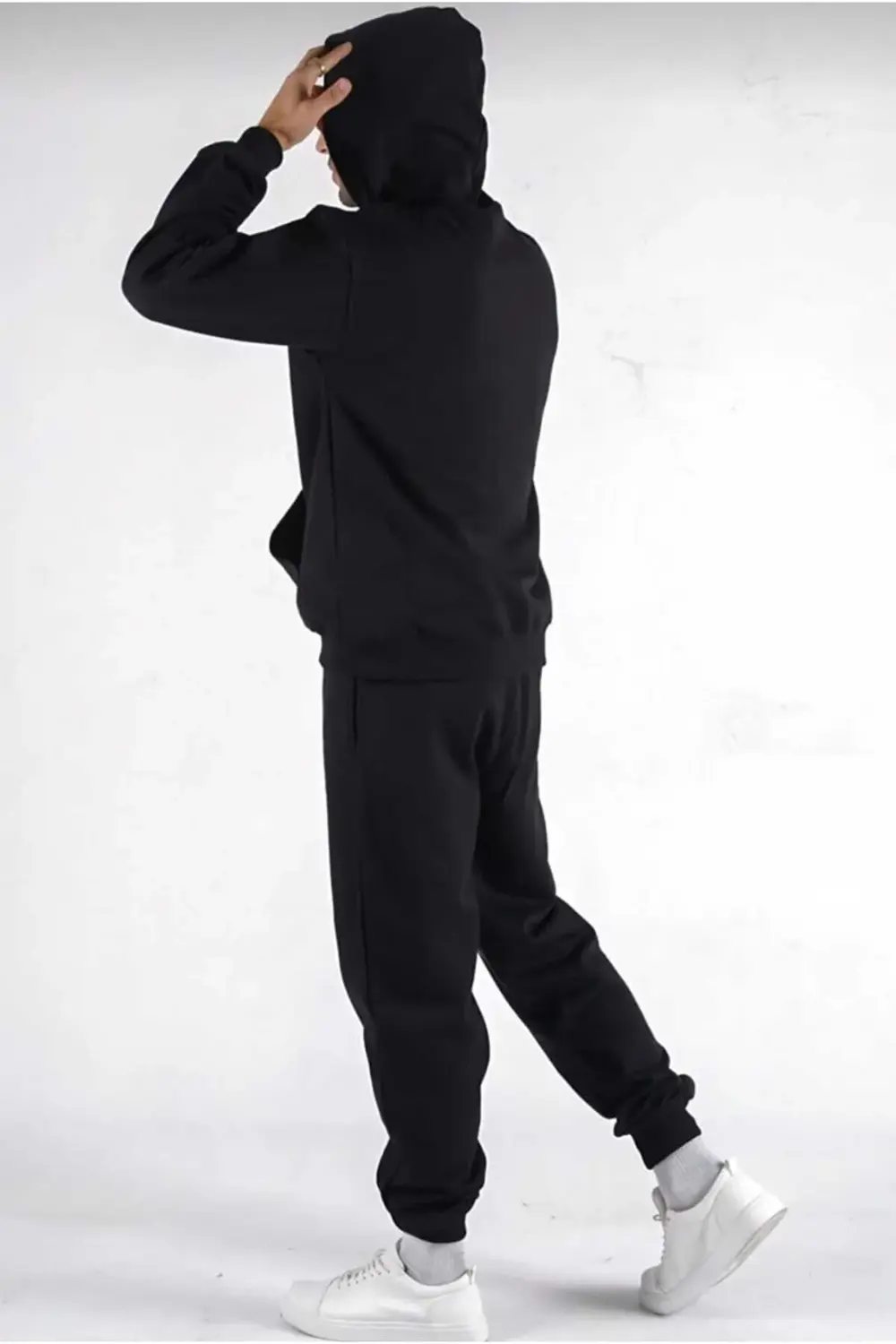 Unisex Kadın Erkek Sevgili Çift Kombini Oversize Basic Düz Kapüşo