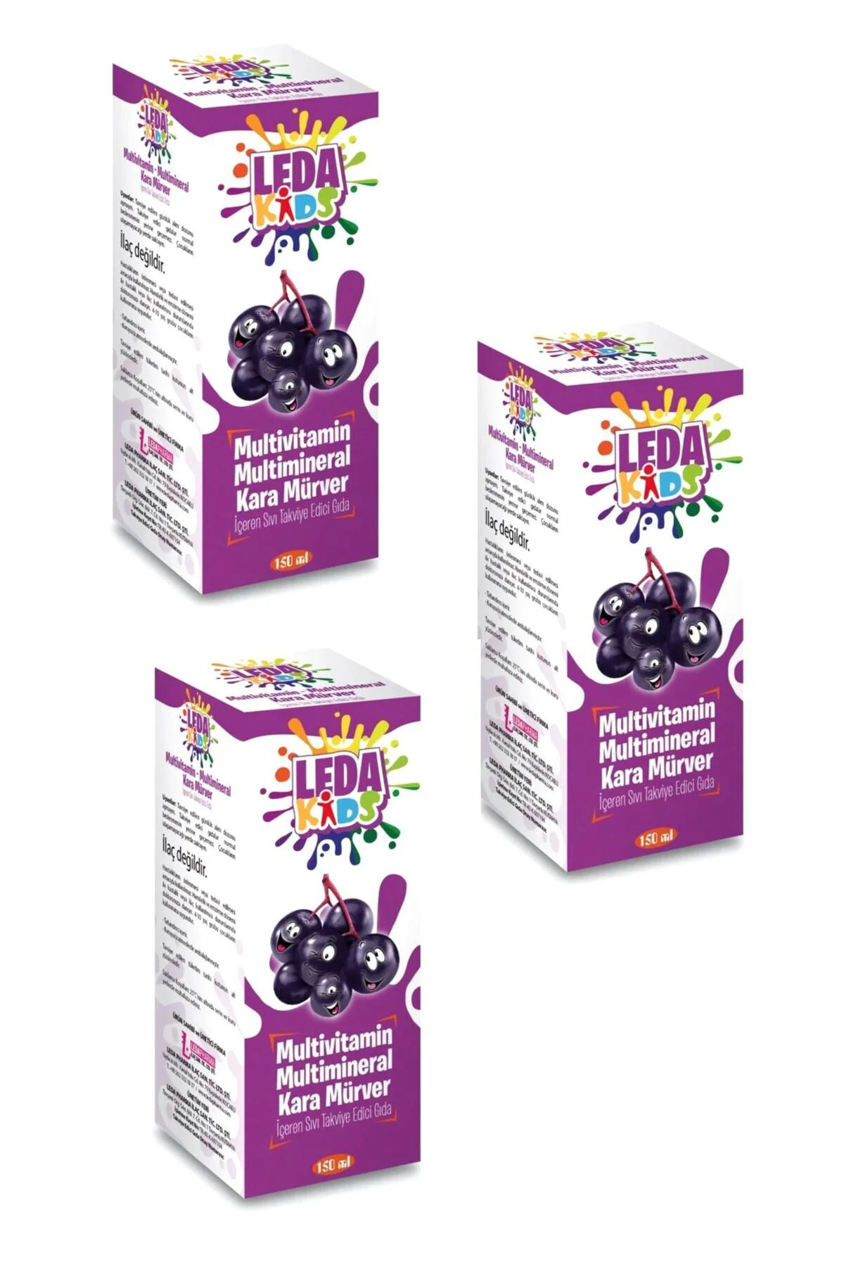 Unisex Kara Mürver Ekstresi C Vitamini Ve Çinko Leda Kids 150 Ml 