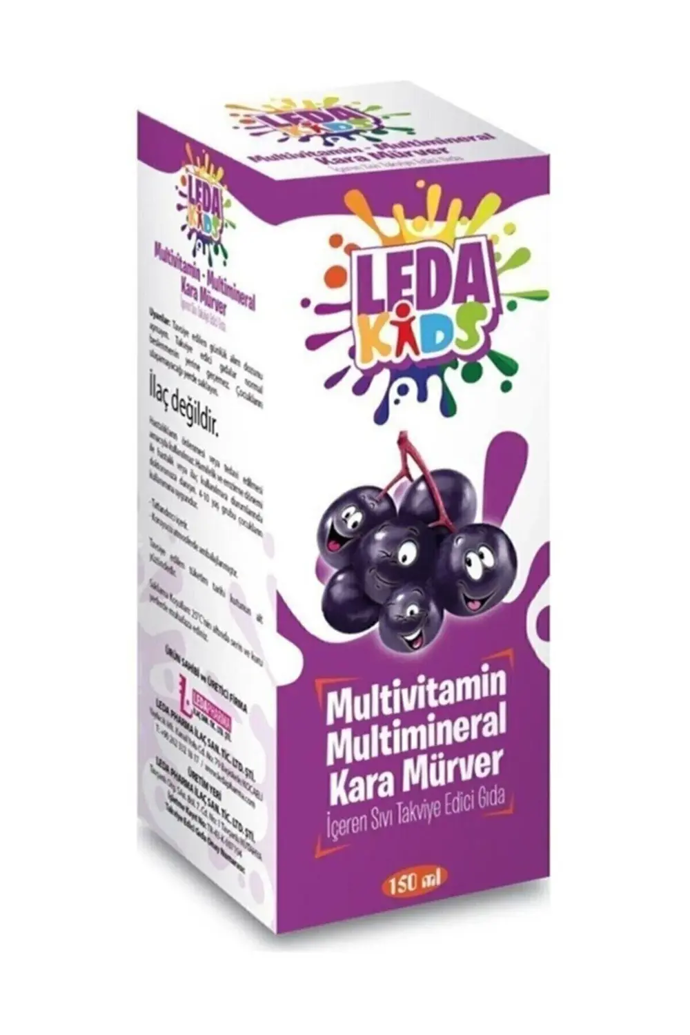 Unisex Kara Mürver Ekstresi C Vitamini Ve Çinko Leda Kids 150 ml