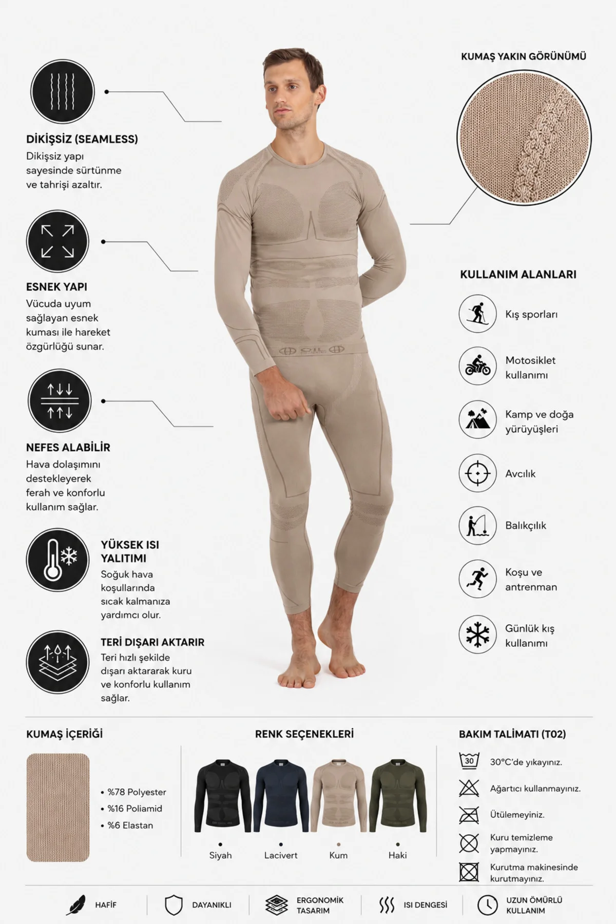 Unisex  Kışlık Sporcu Kayakçı Motorcu Termal Içlik  Üst Seamless Iıı. Seviye Pro
