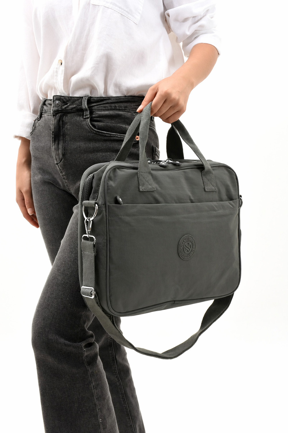 Unisex Klinkır Koyu Gri Renkli Suya Dayanıklı Laptop Bölmeli Çapr