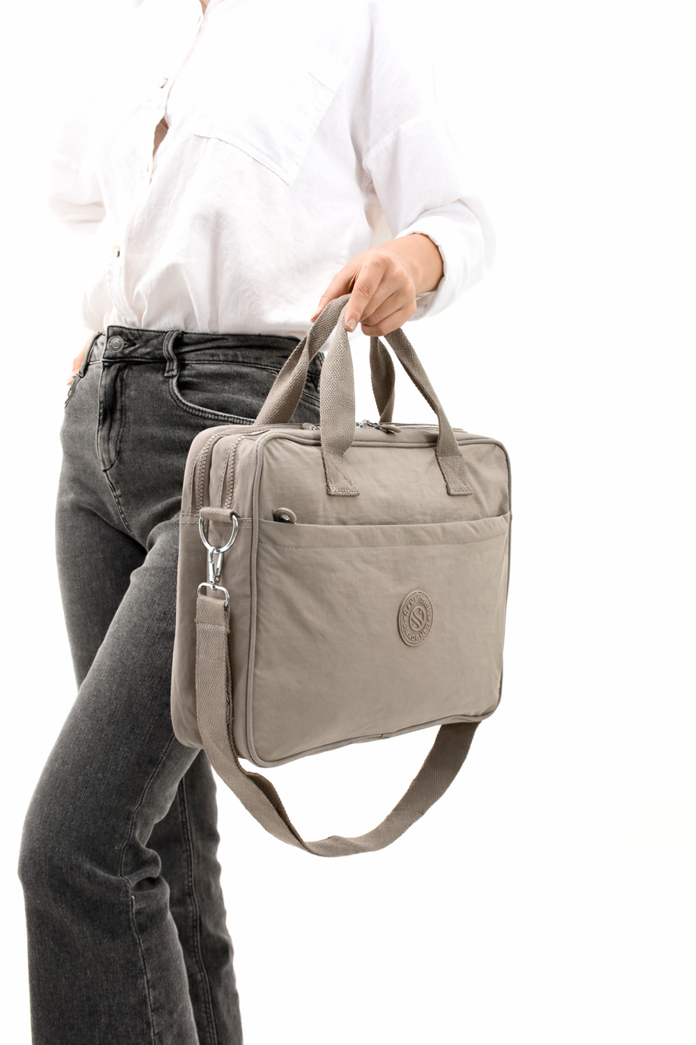 Unisex Klinkır Vizon Renkli Suya Dayanıklı Laptop Bölmeli Çapraz-