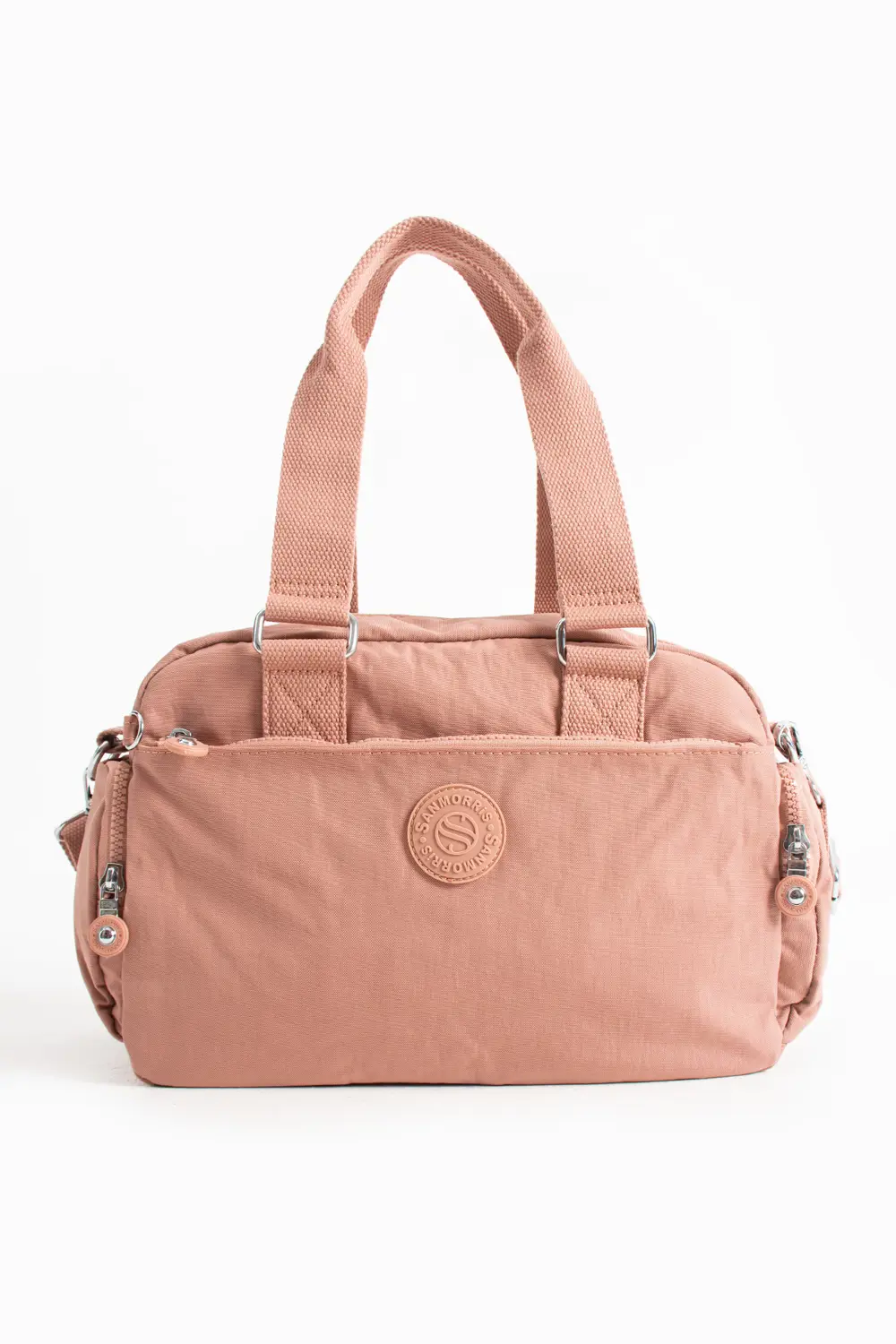 Unisex Krinkıl Kumaş Pembe Renkli Omuz Ve Çapraz Askılı Çanta