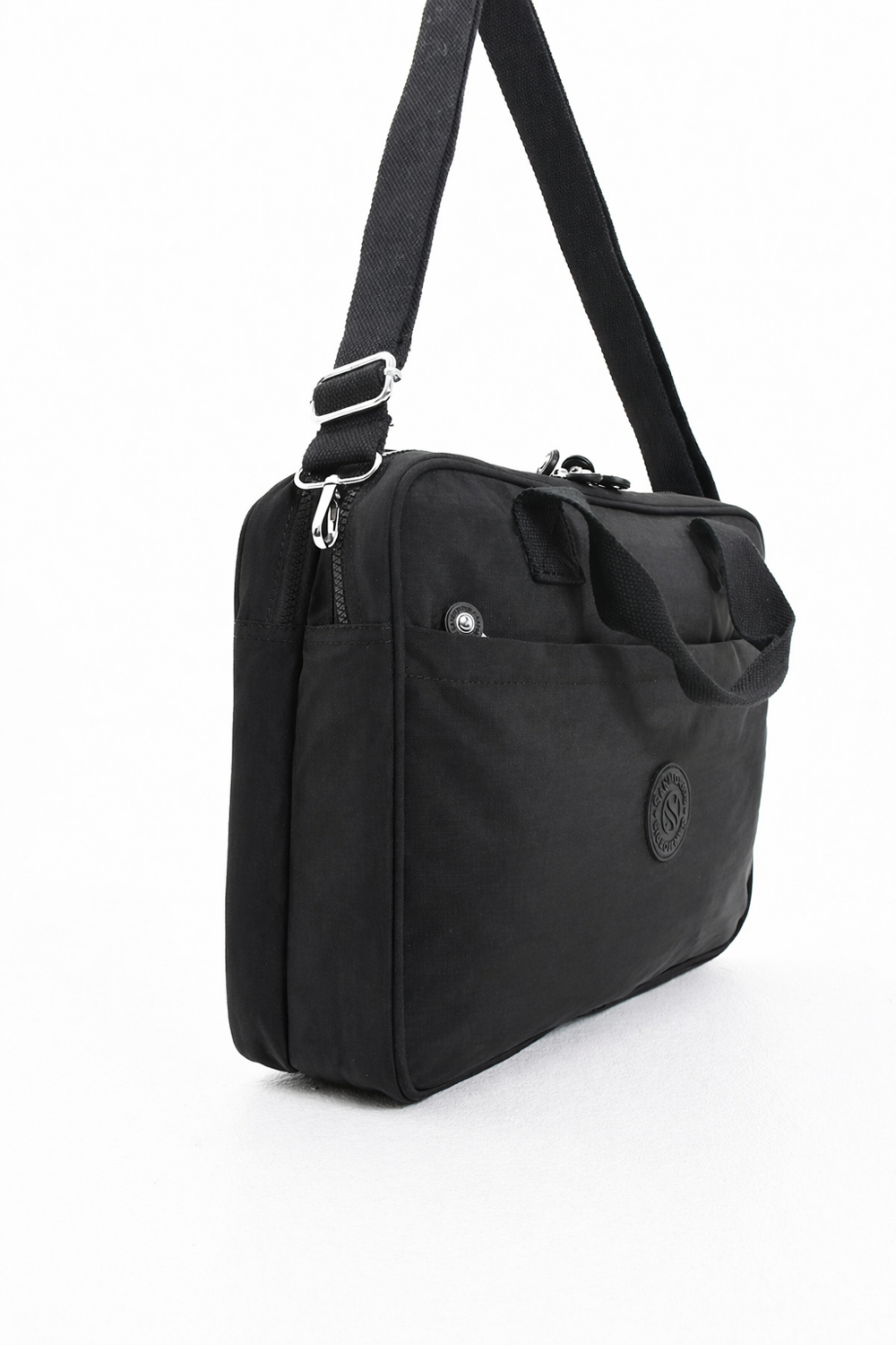 Unisex Krinkıl Siyah Renkli Suya Dayanıklı Laptop Bölmeli Çapraz-