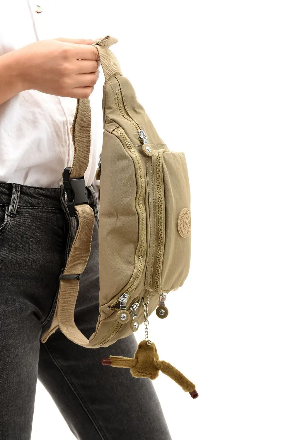 Unisex Kum Rengi Krinkıl Kumaş Bej Renkli Suya Dayanıklı Ayarlana