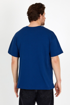 Unisex Lacivert Baskılı Bisiklet Yaka Oversize T-shirt - LACİVERT