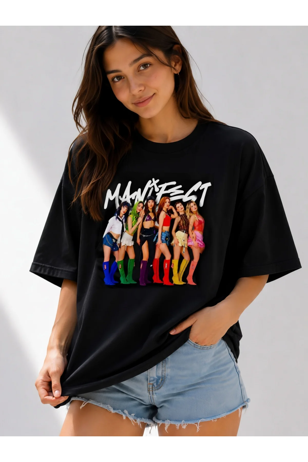 Unisex MANİFEST Baskılı Pamuklu Bisiklet Yaka Kısa Kollu T-shirt