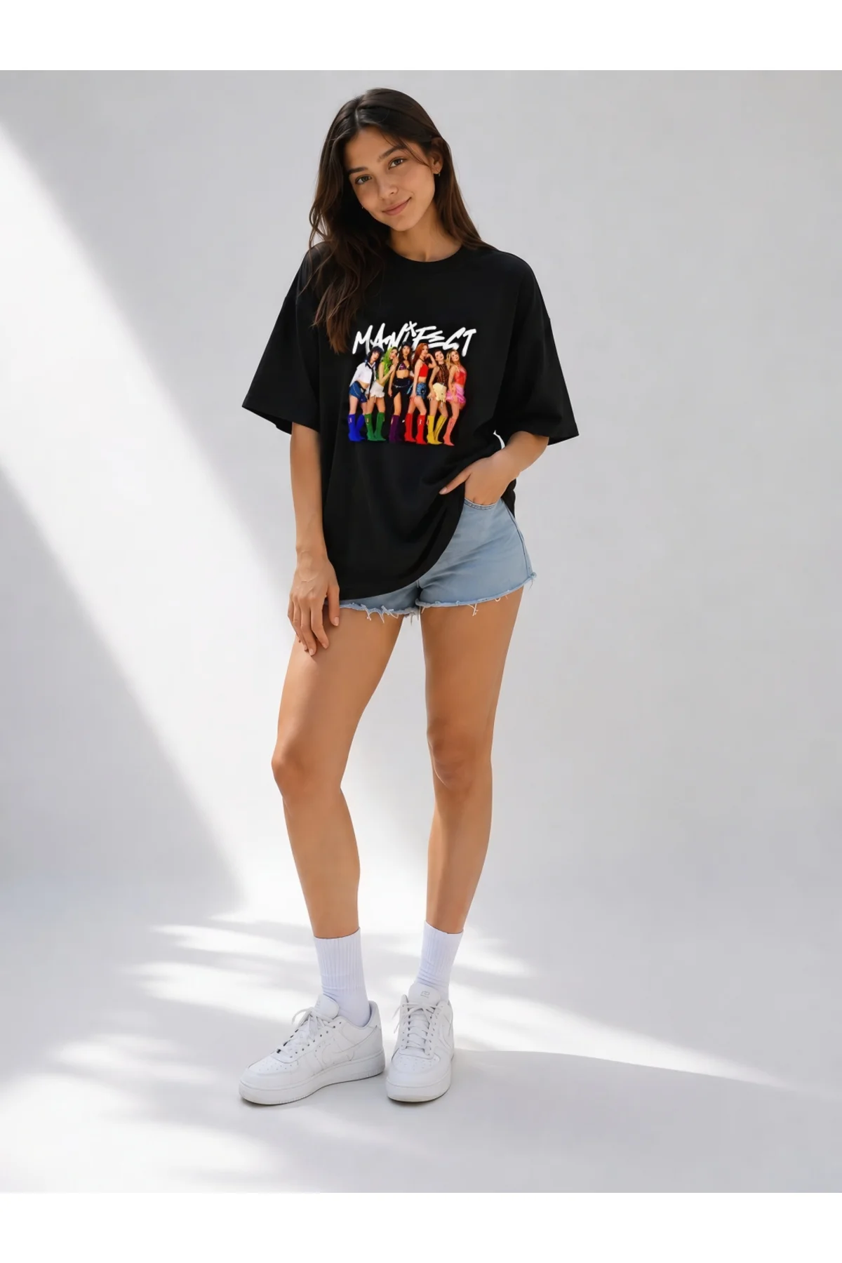 Unisex MANİFEST Baskılı Pamuklu Bisiklet Yaka Kısa Kollu T-shirt