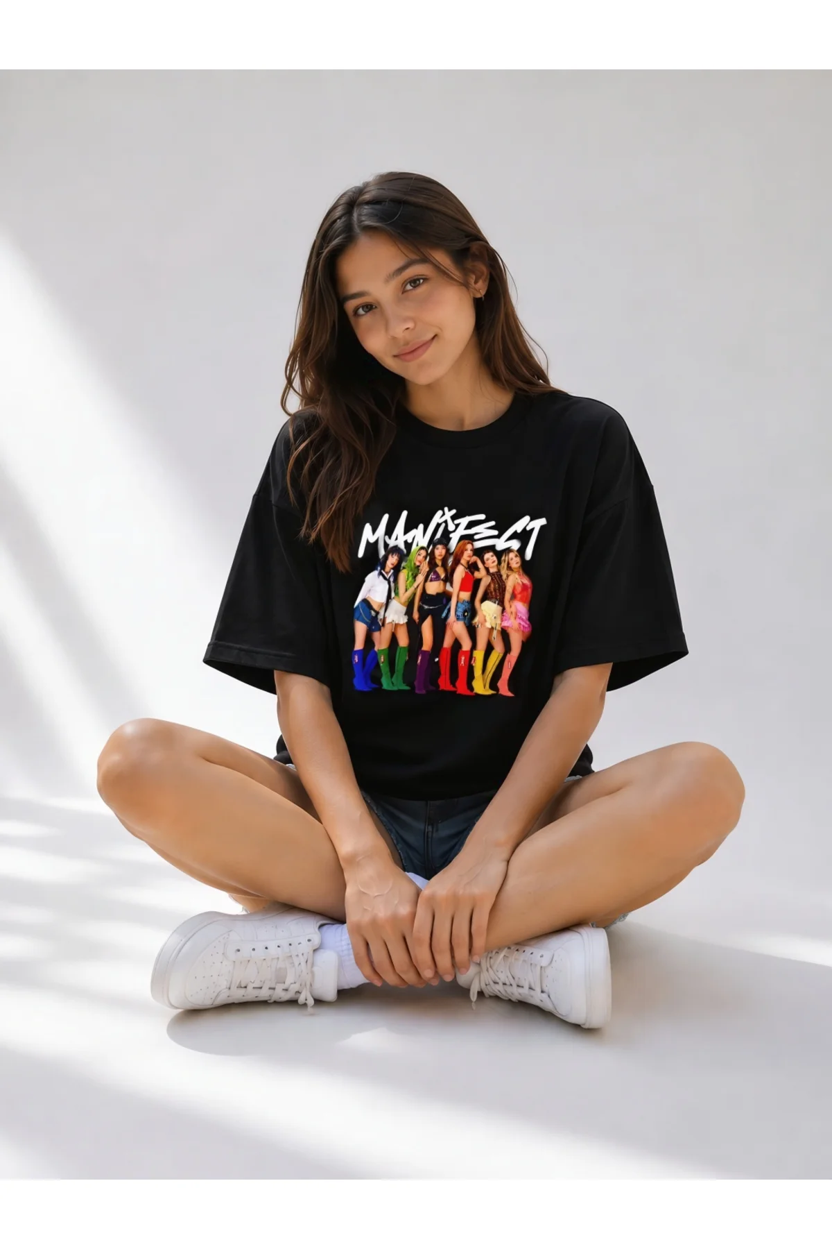Unisex MANİFEST Baskılı Pamuklu Bisiklet Yaka Kısa Kollu T-shirt