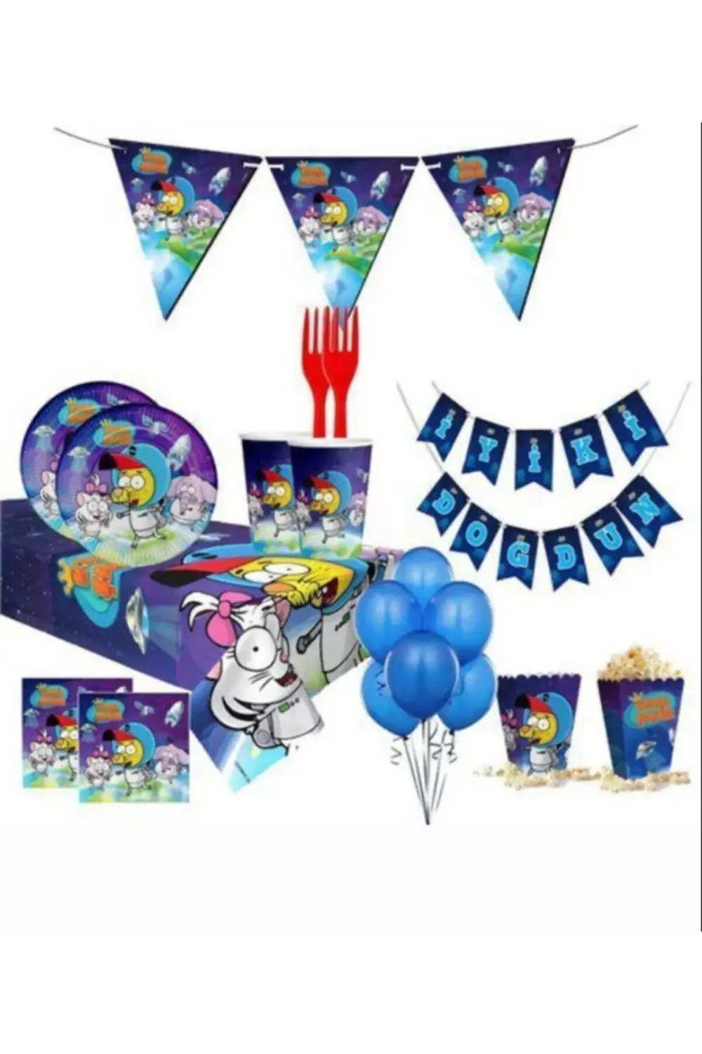 Unisex Mavi Kral Şakir Uzayda Doğum Günü Konsepti