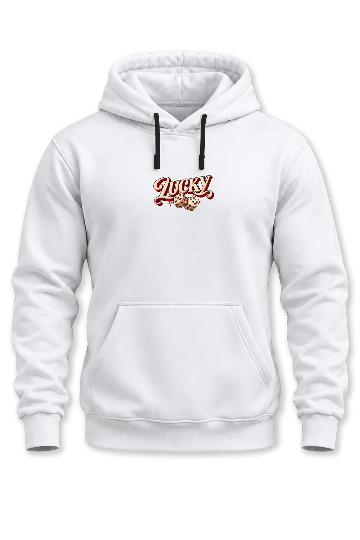 Unisex Minimal Lucky Baskılı Kapüşonlu Sweatshirt Zar Desenli Hoodie