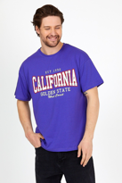 Unisex Mor Baskılı Bisiklet Yaka Oversize T-shirt - MOR