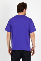 Unisex Mor Baskılı Bisiklet Yaka Oversize T-shirt - MOR