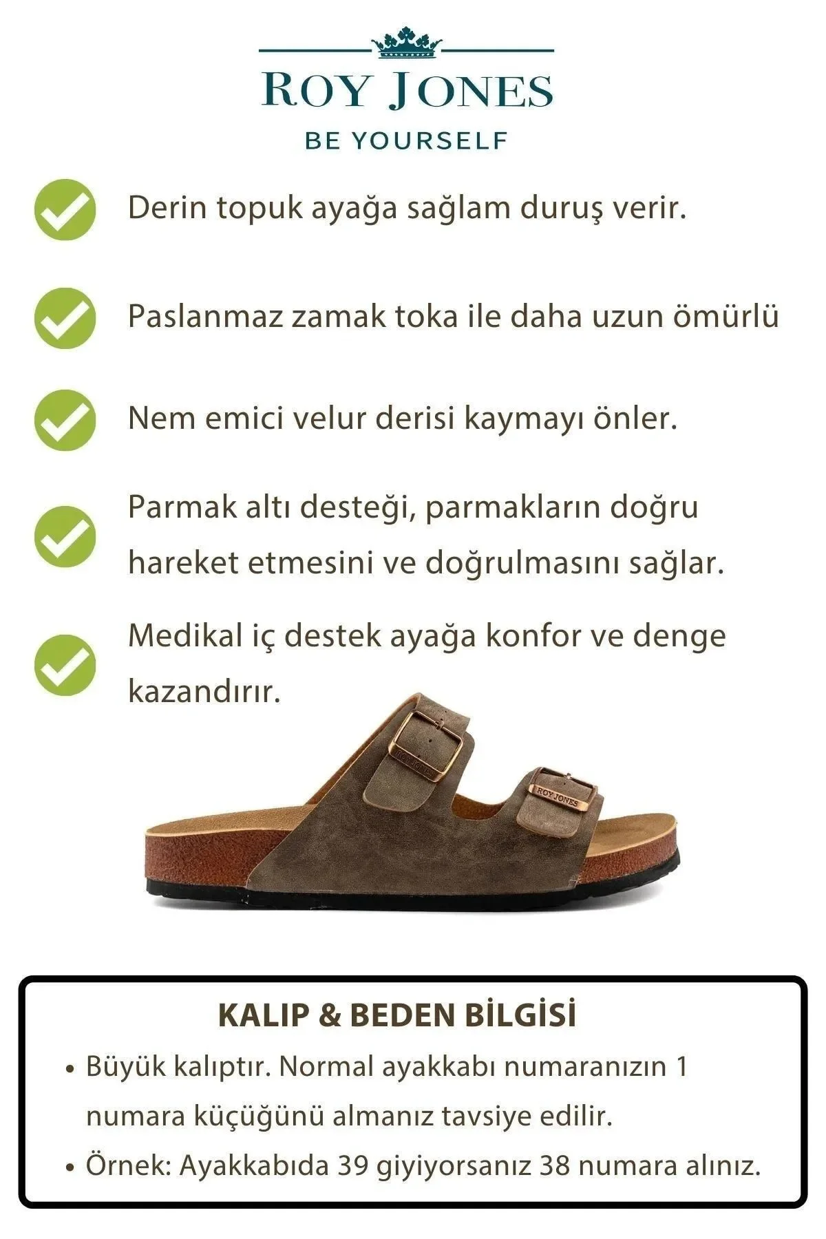 Unisex Ortopedik Tabanlı Konfor Modeli Terlik Çift Bantlı Tokalı 