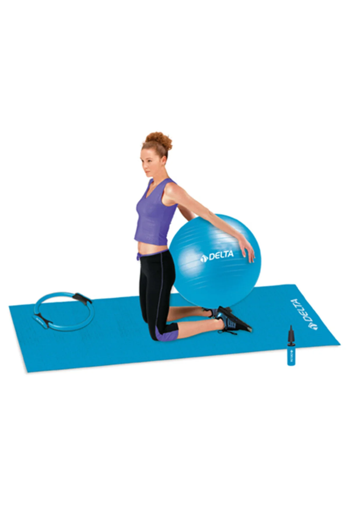 Unisex Pilates Seti - 65 Cm. Pilates Topu + Pompası + Plates Mind