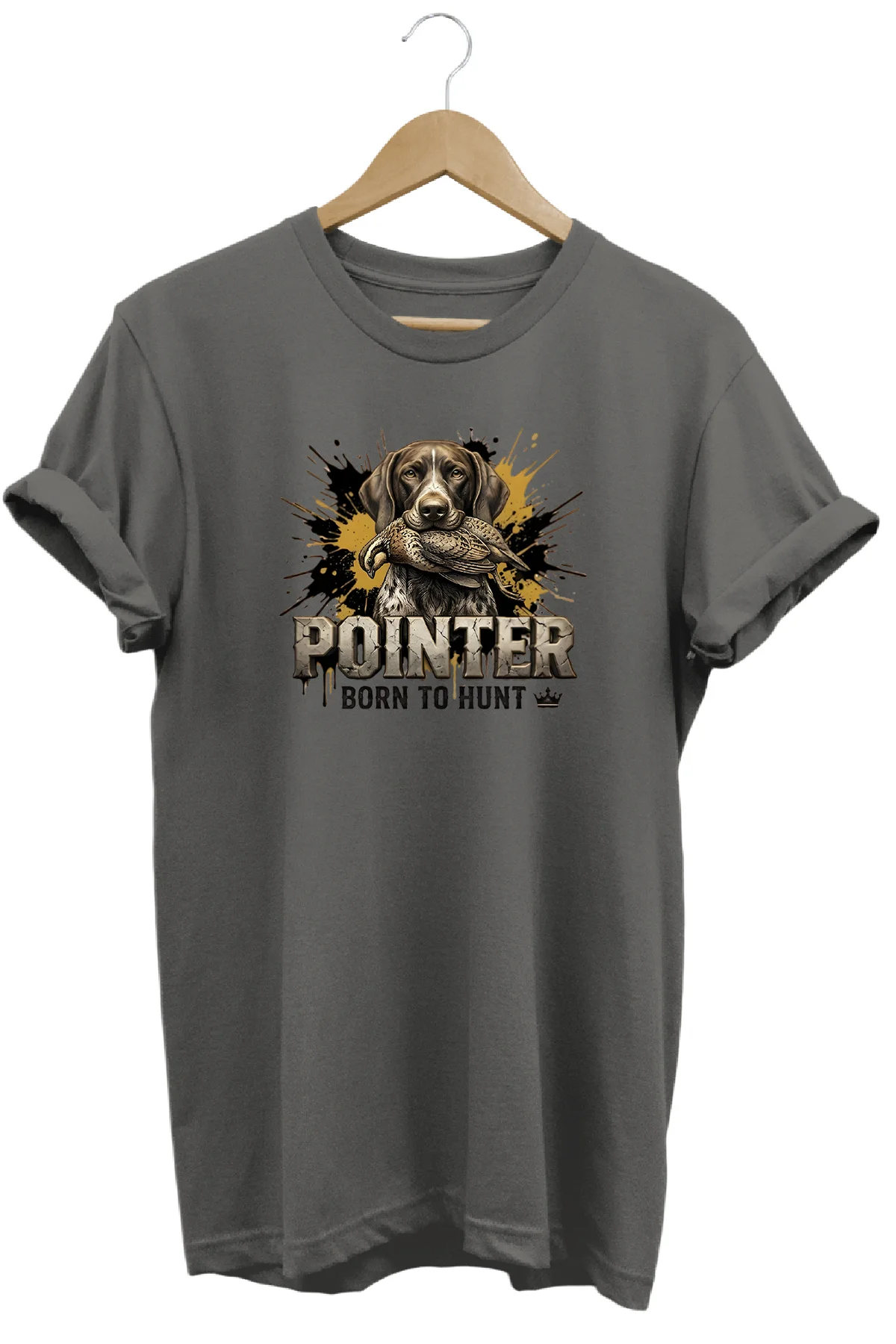 Unisex Pointer Hunt Baskılı T-shirt - Premium Köpekler Serisi Bis