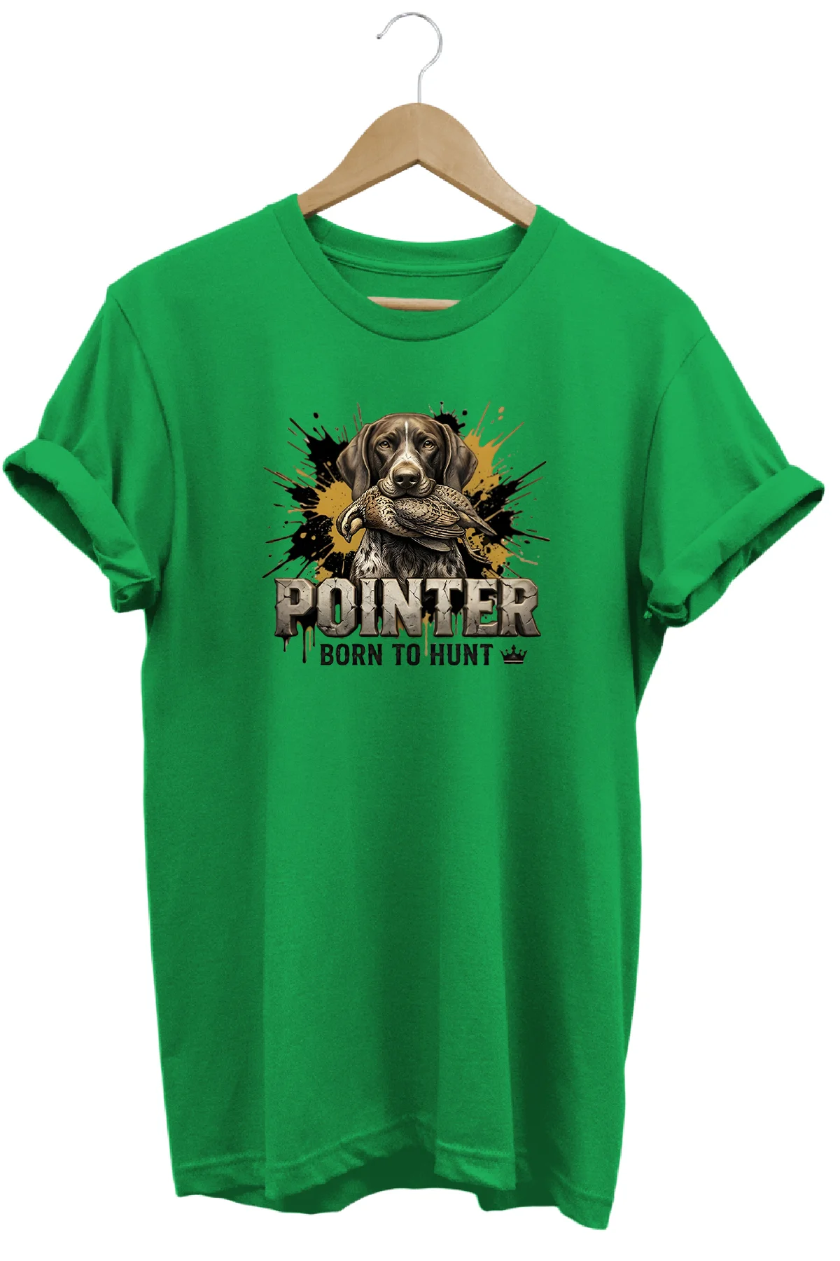 Unisex Pointer Hunt Baskılı T-shirt - Premium Köpekler Serisi Bis