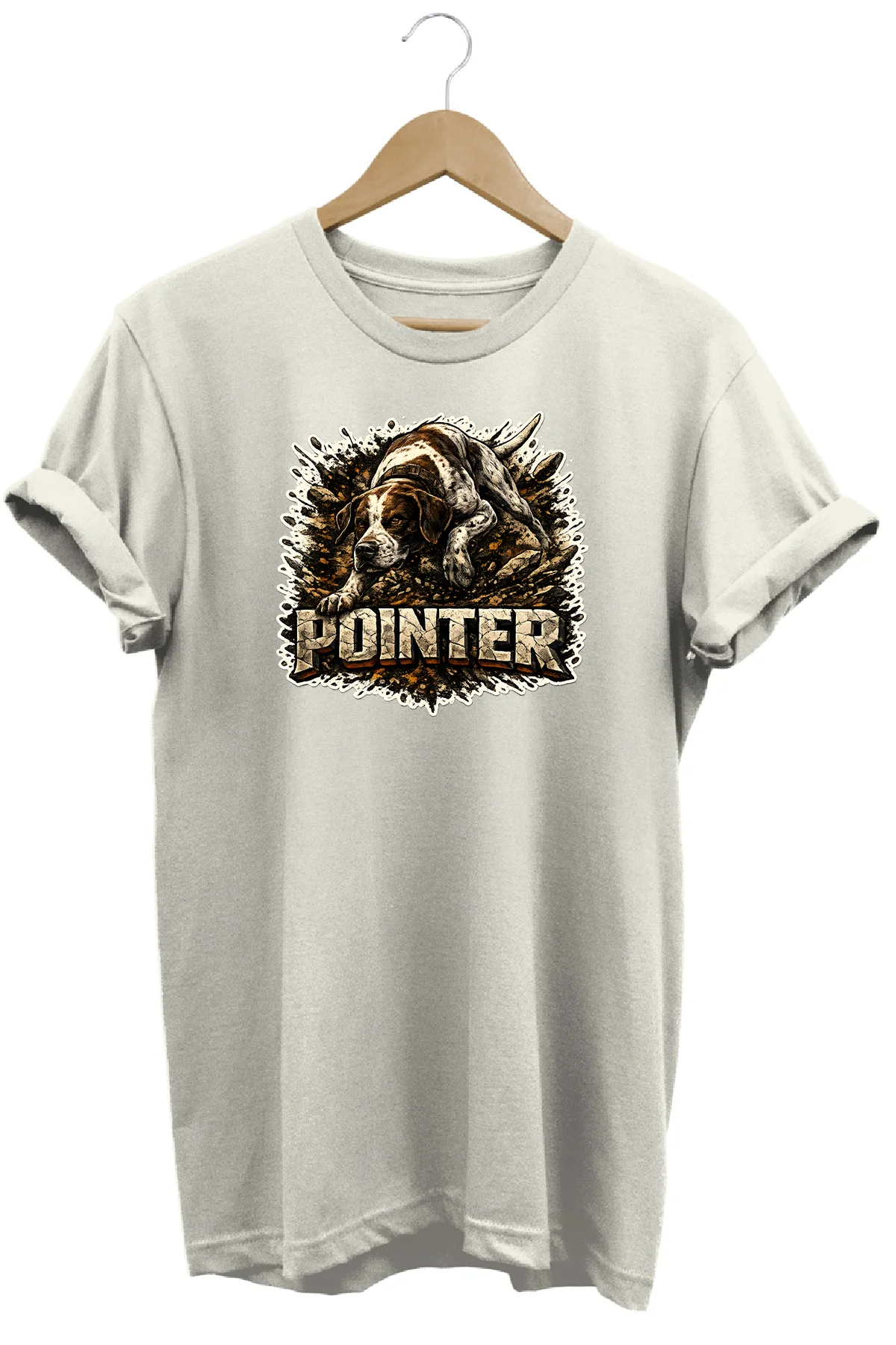 Unisex Pointer Hunter Baskılı T-shirt -Premium Köpekler Serisi Bi