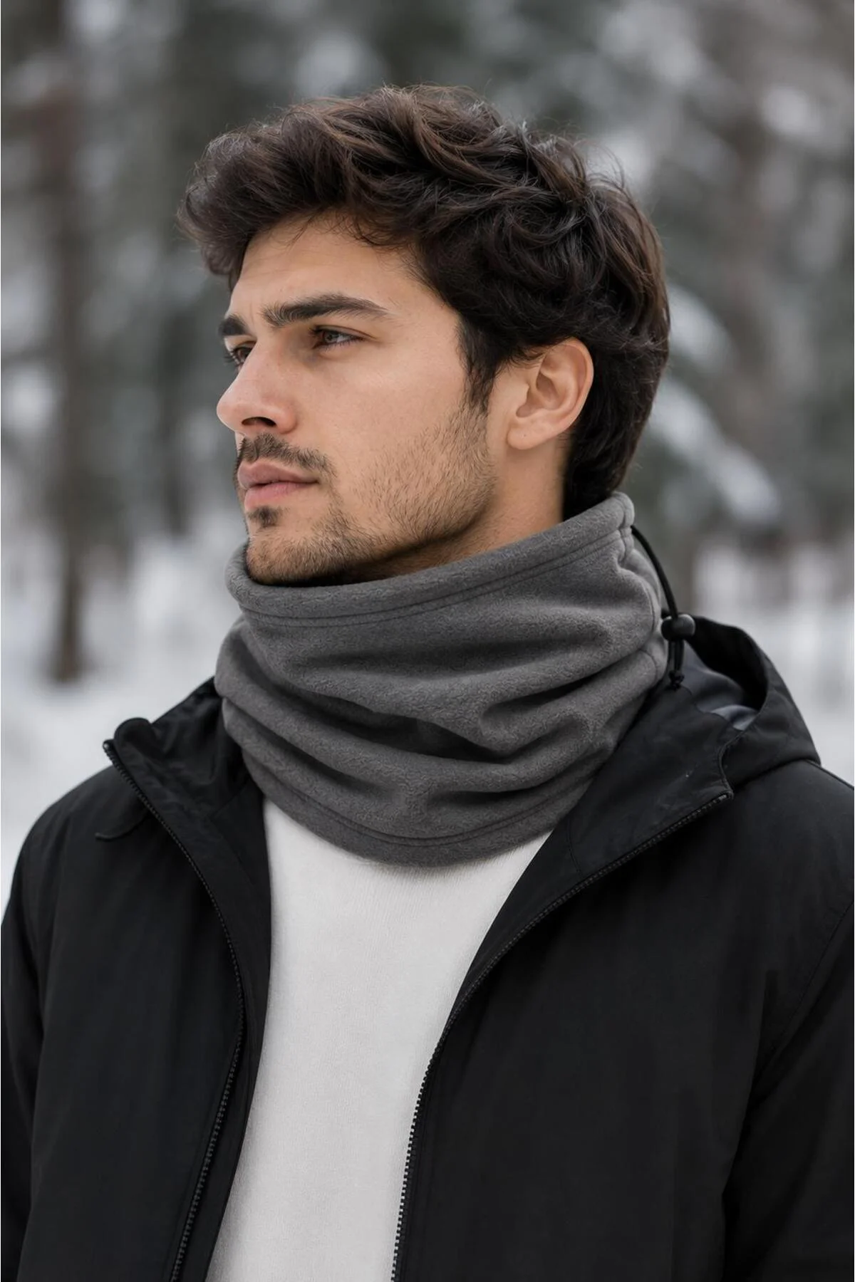 Unisex Polar Boyunlu Bere 2'si 1 Arada Kışlık Sıcak tutan Ayarlanabilir Outdoor Boyunluk