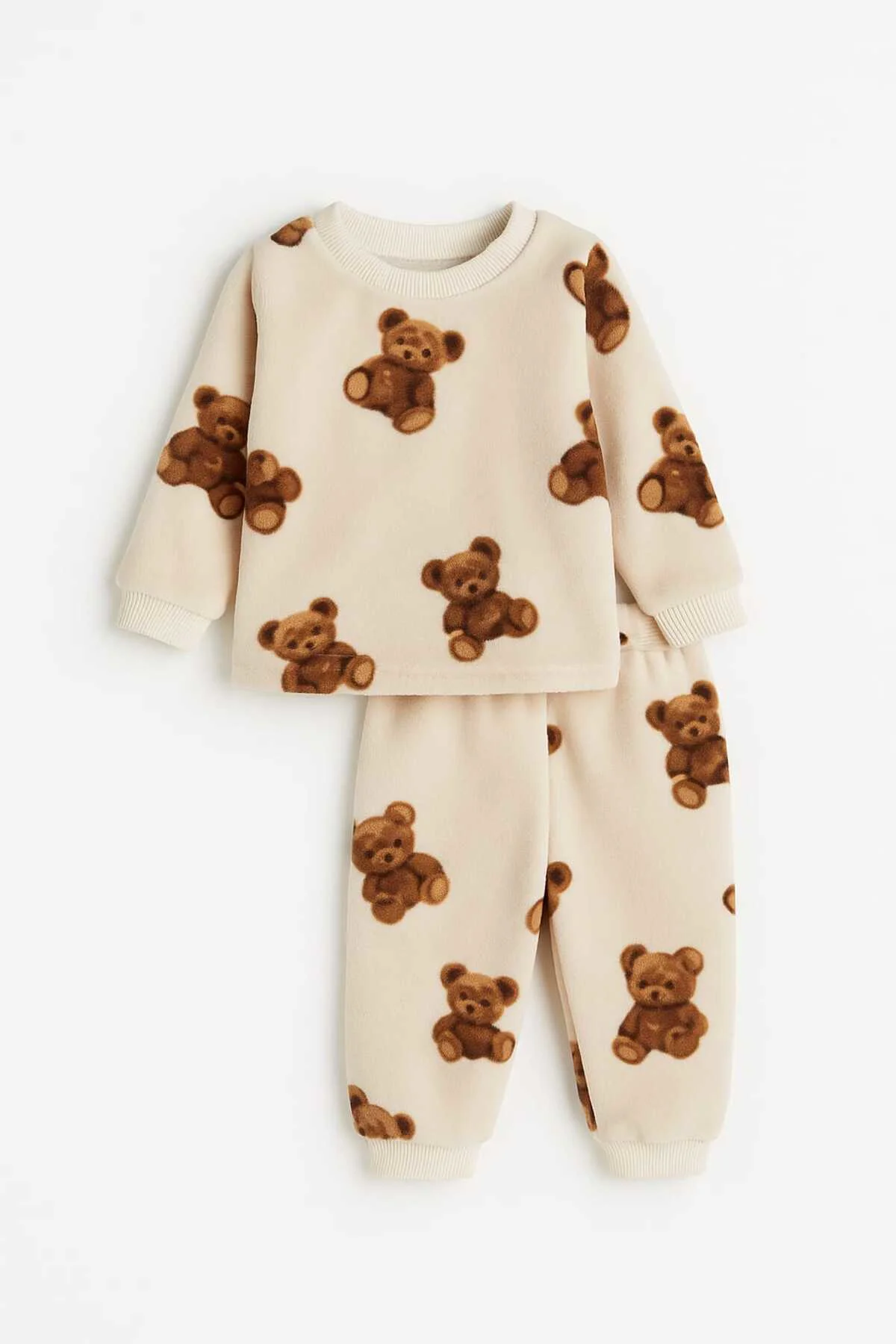 Unisex Polar Tüy Peluş Kışlık Çocuk ve Bebek Eşofman Takımı (1-4 