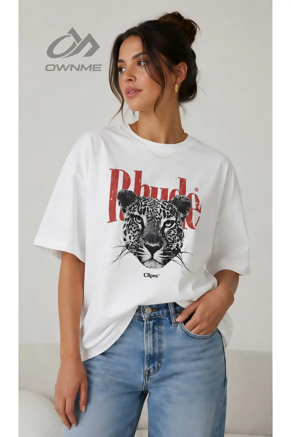 Unisex Rahude leopar Oversize T-shirt