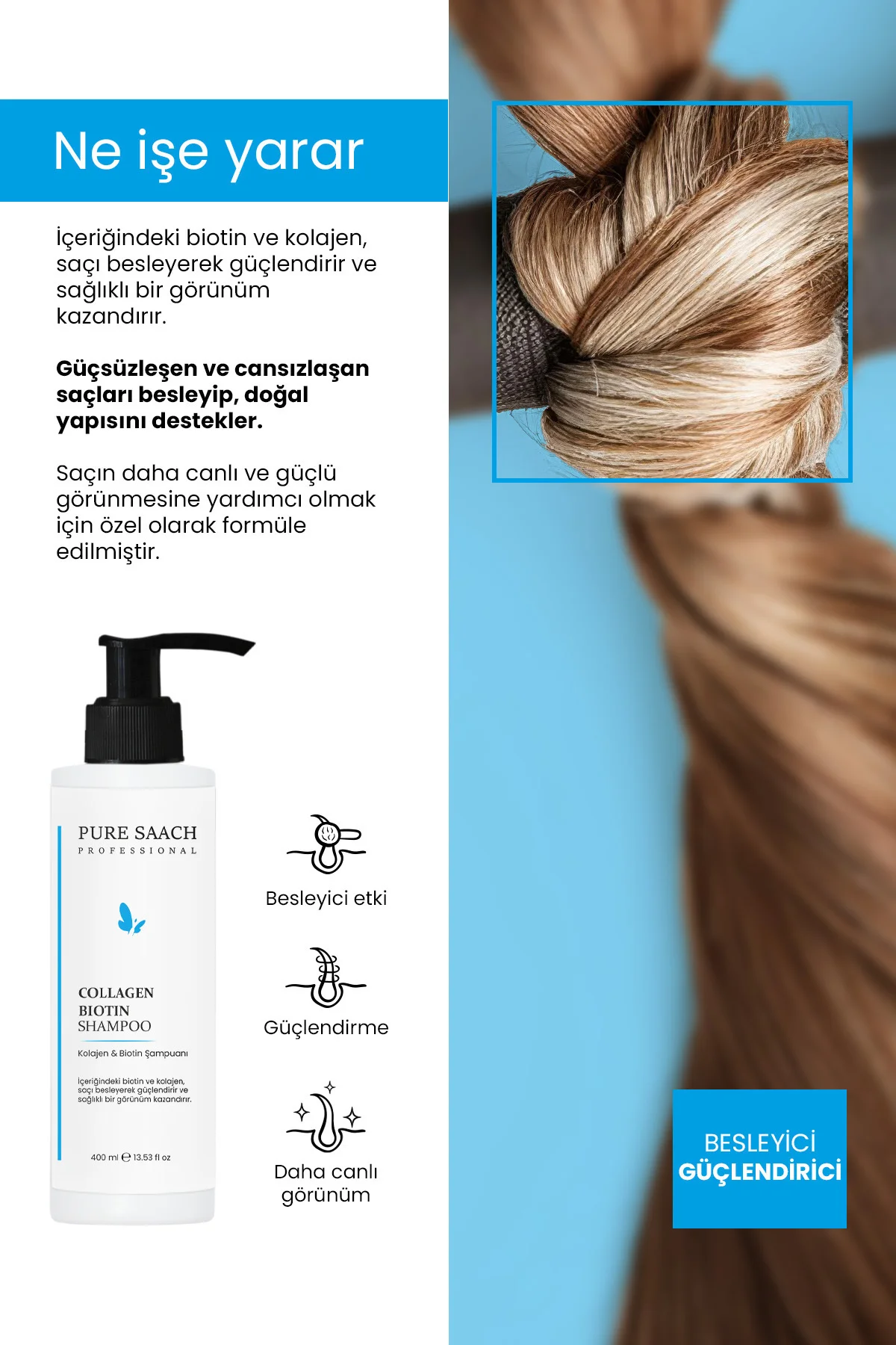 Unisex Saach Professıonal Biotin Yoğun Bakım Shampoo 400 ml - Görsel 2