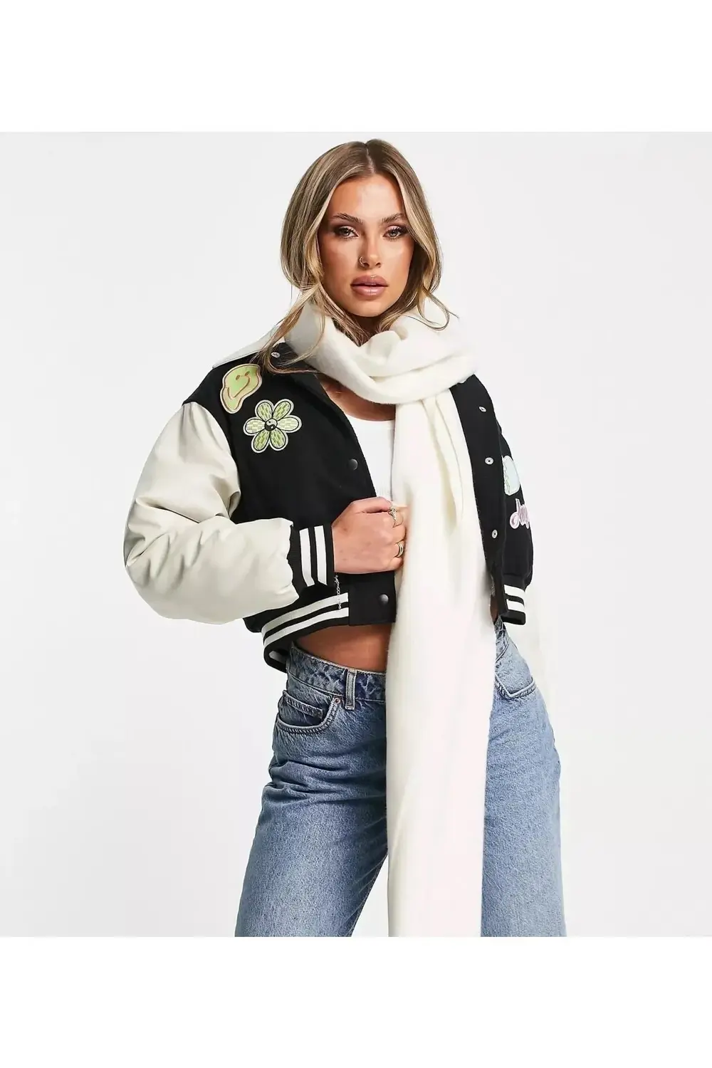 Unisex Sade Kalın Yumuşak Beyaz Atkı