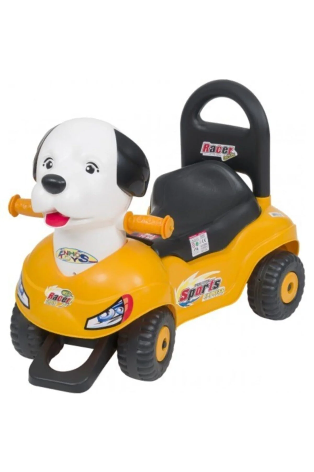 Unisex Sarı Pedalsız Köpek Kafalı Araba