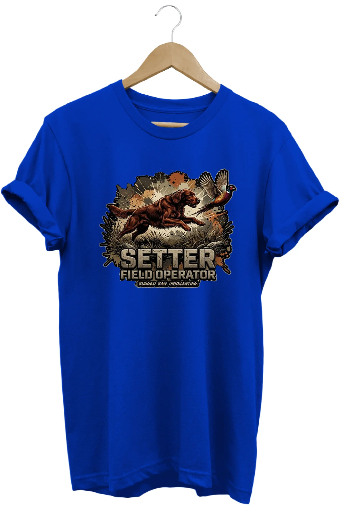 Unisex Setter Baskılı T-shirt - Premium Köpekler Serisi Bisiklet 