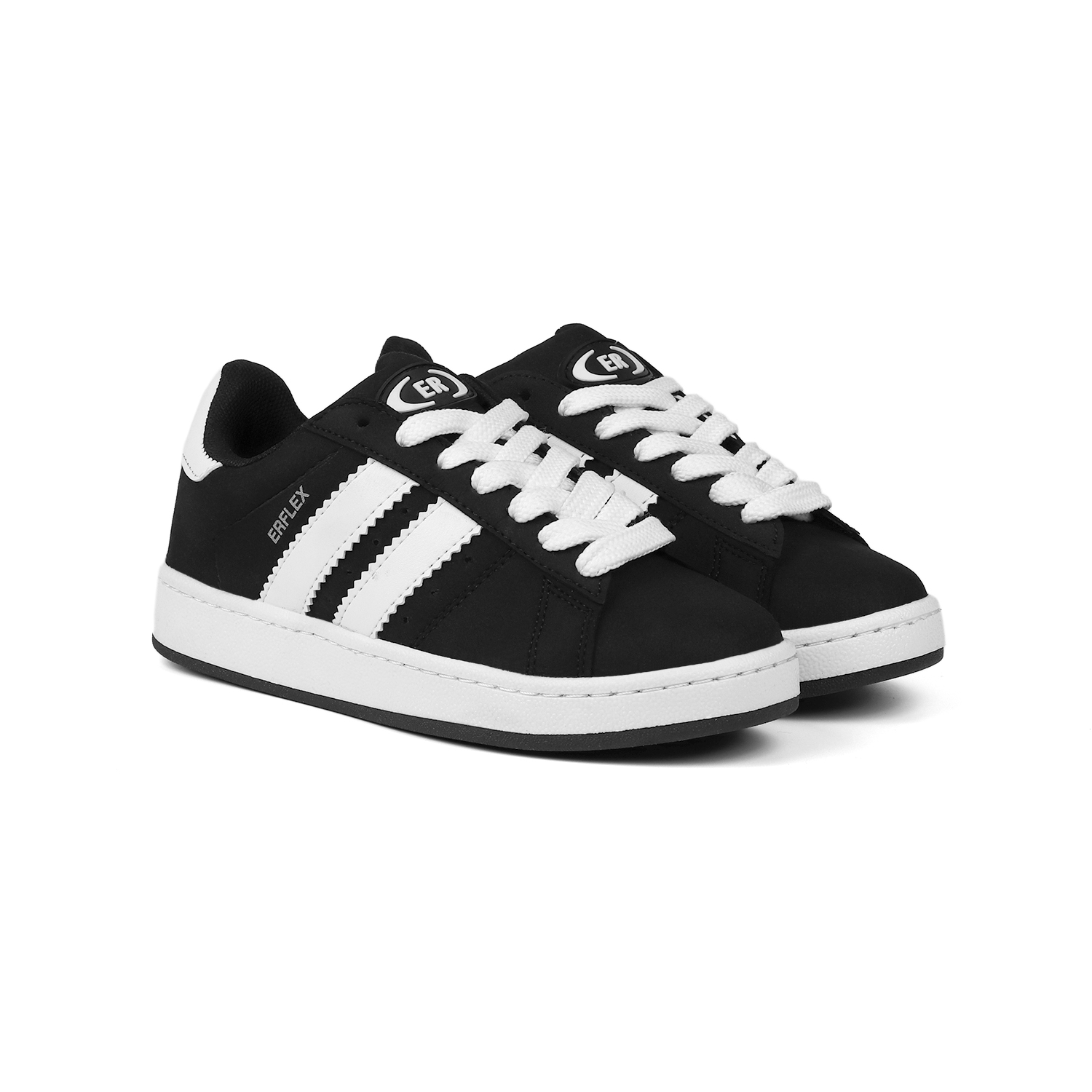Unisex Siyah Beyaz-Beyaz Bağcıklı Rahat Sneaker Günlük Spor Ayakk