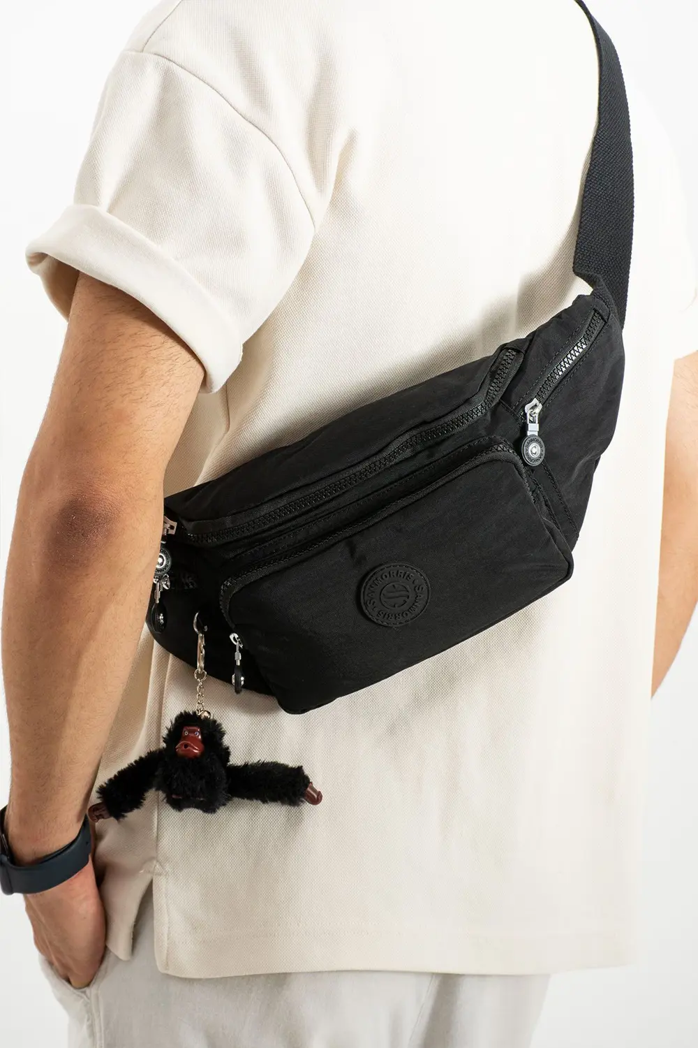 Unisex Siyah Krinkıl Kumaş Siyah Renkli Suya Dayanıklı Ayarlanabi