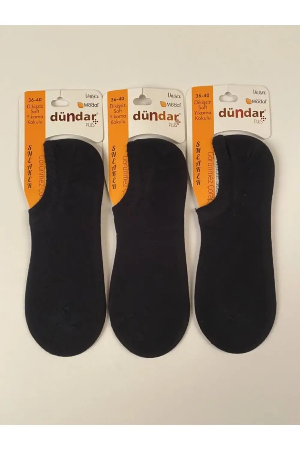 Unisex Siyah Sneaker Dikişsiz  Çorap 3'lü