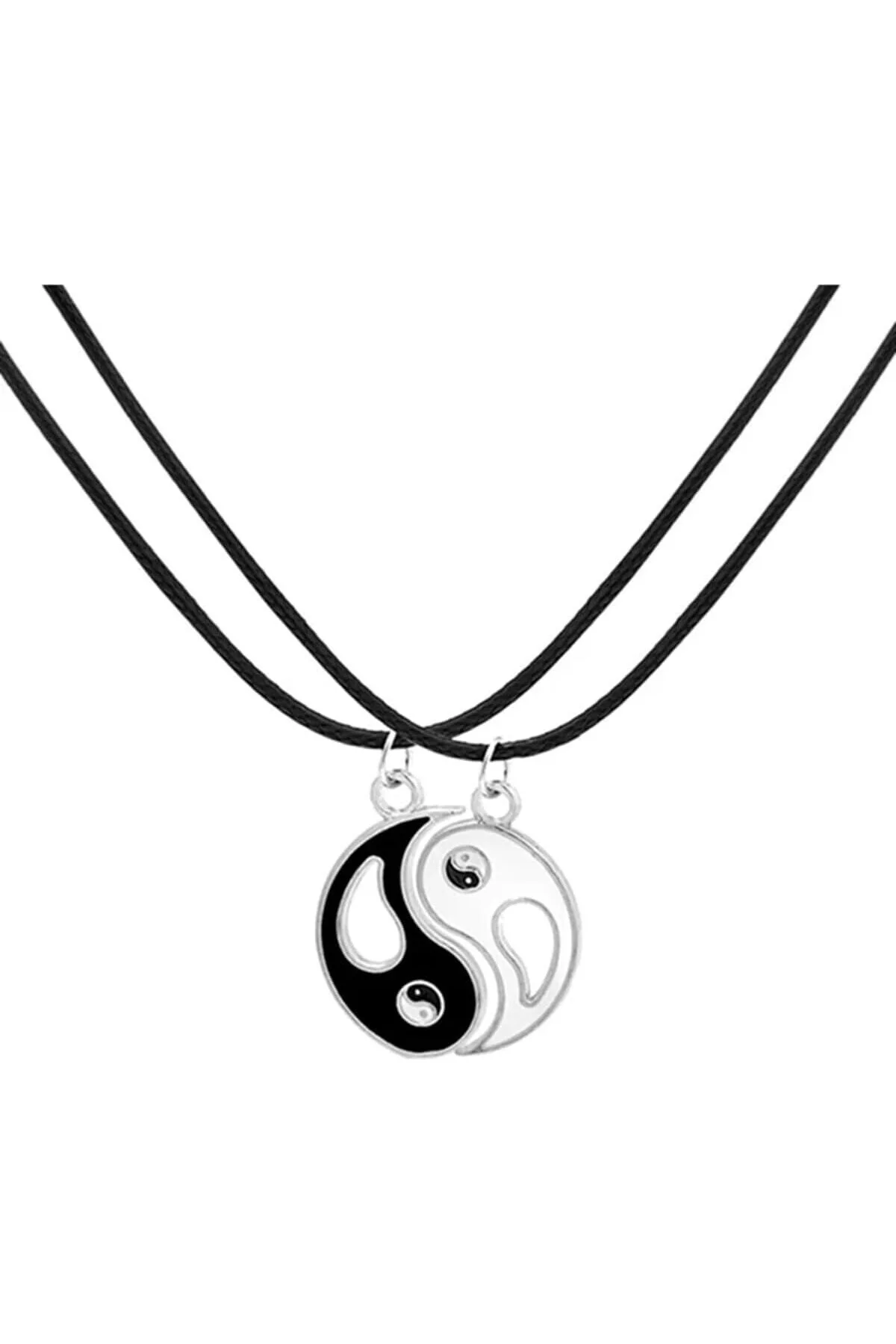 Unisex Siyah Yin Yang Best Friends Kolye, Arkadaşlık Ve Sevgili Kolyesi,Çok Renkli Tek Ebat