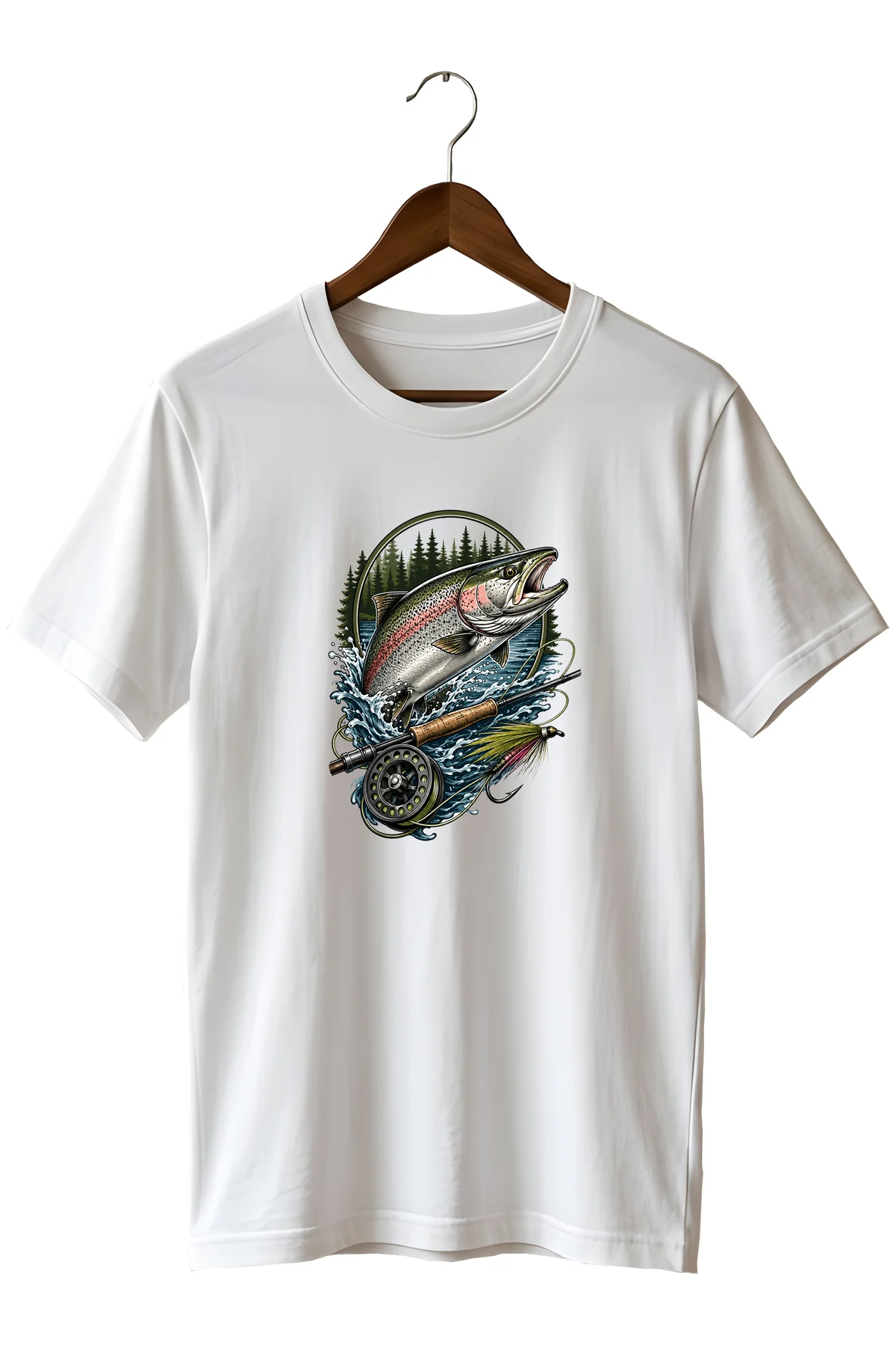 Unisex Somon Balığı Baskılı Tişört – Fly Balıkçılığı ve Outdoor T