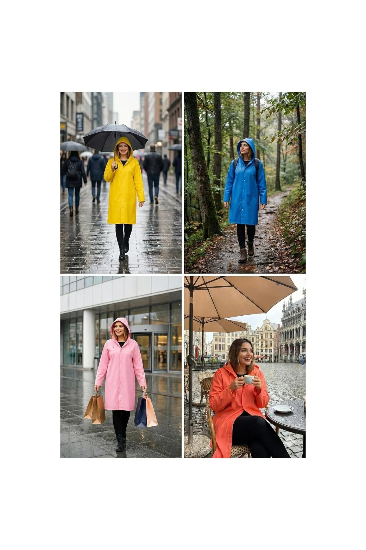 Unisex Su Geçirmez Kapüşonlu Yağmurluk, Hafif ve Katlanabilir Yağ