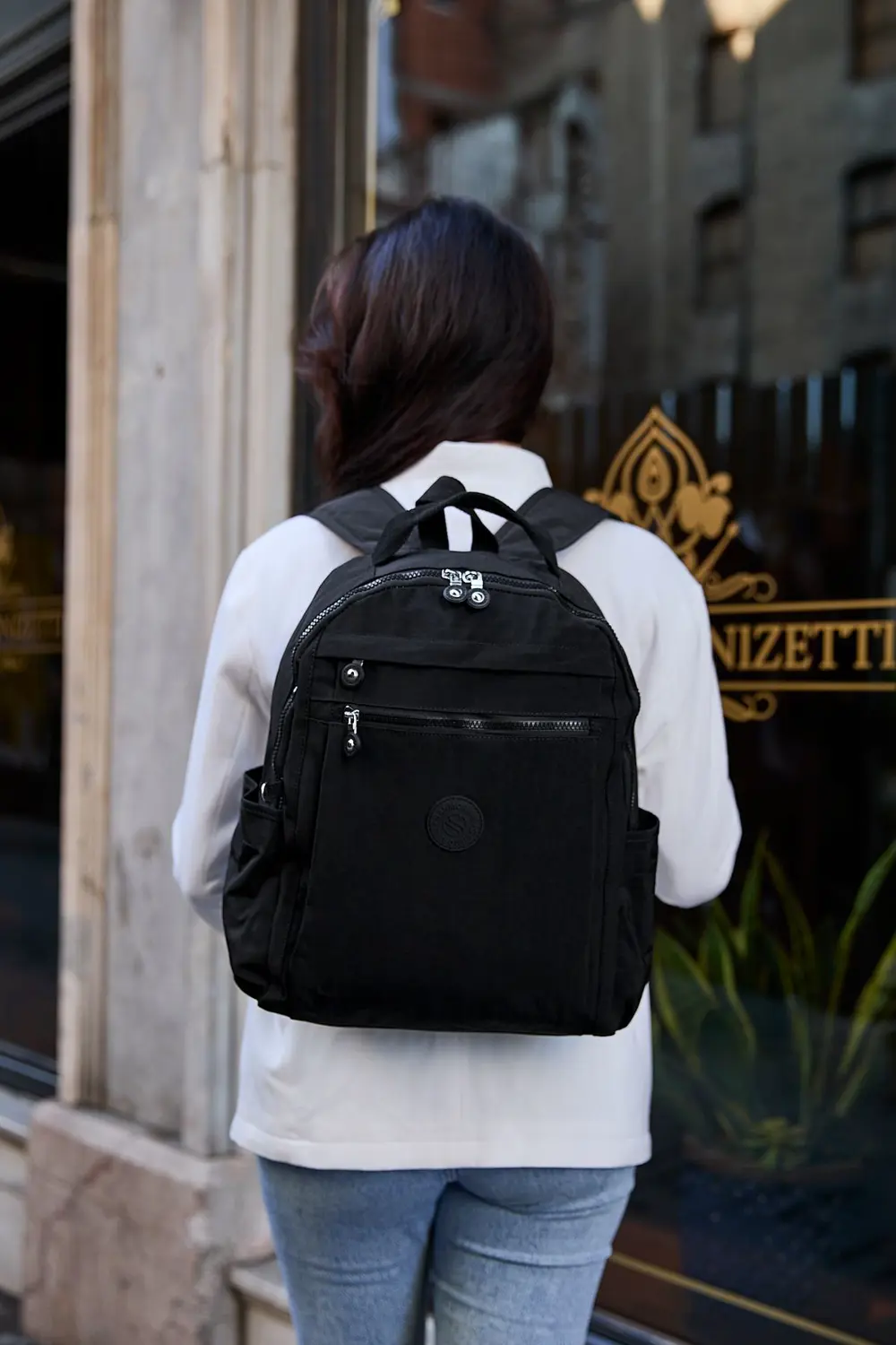 Unisex Suya Dayanıklı Krinkıl Kumaş Çok Gözlü Siyah Laptop Okul V