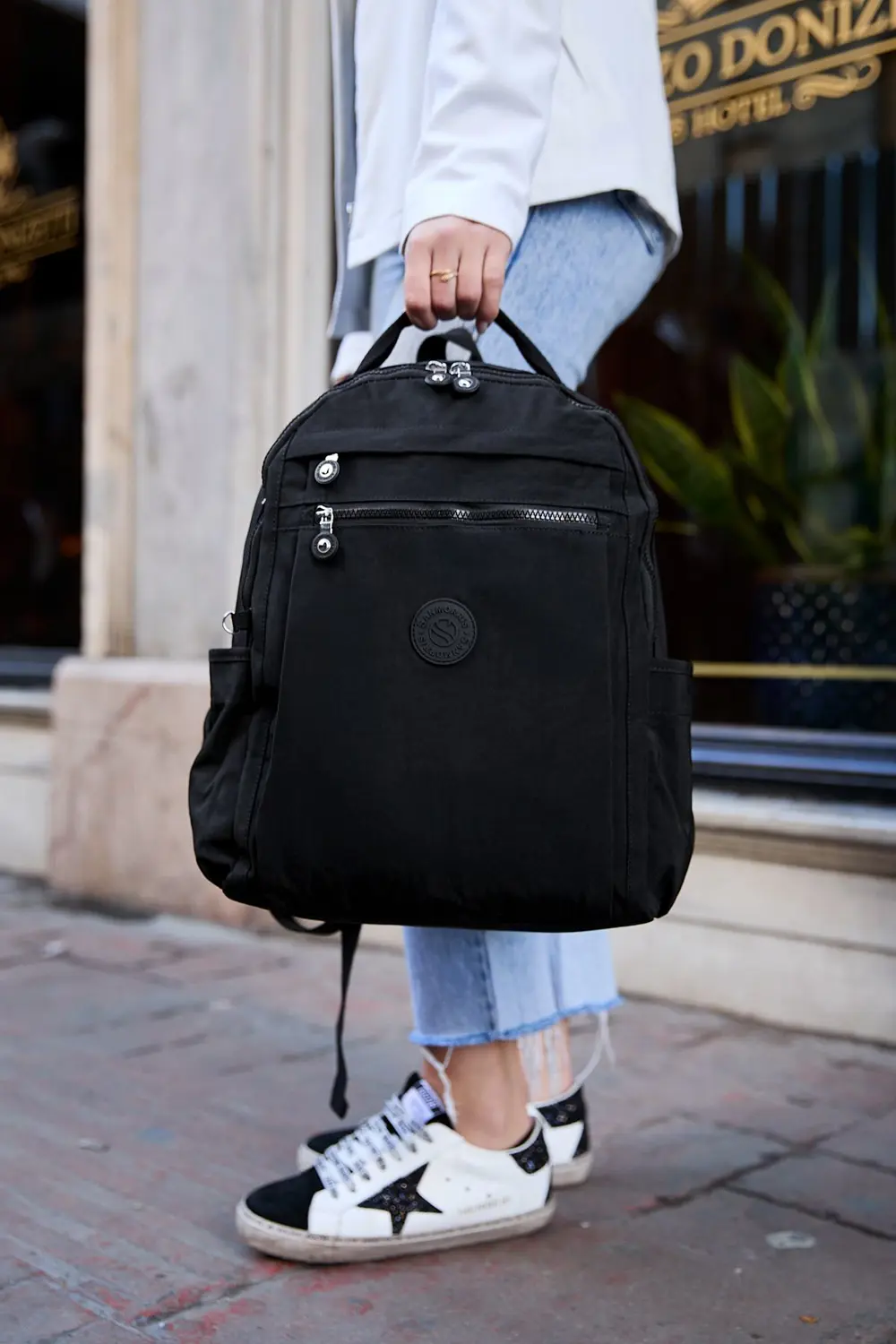 Unisex Suya Dayanıklı Krinkıl Kumaş Çok Gözlü Siyah Laptop Okul V