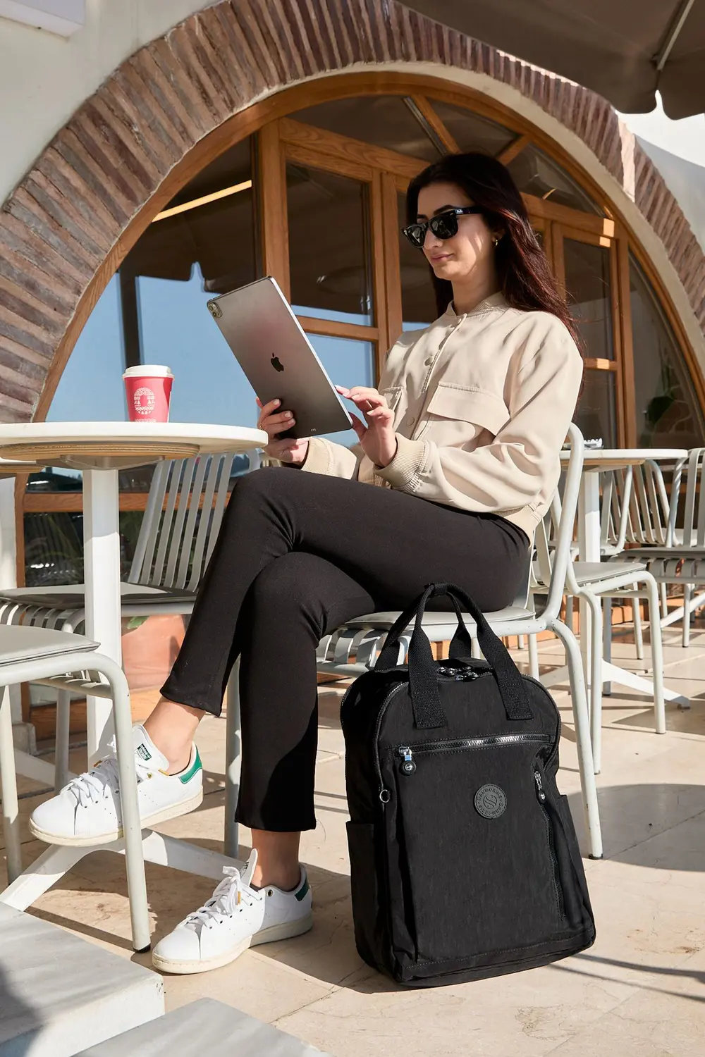 Unisex Suya Dayanıklı Krinkıl Kumaş Çok Gözlü Siyah Laptop Okul V