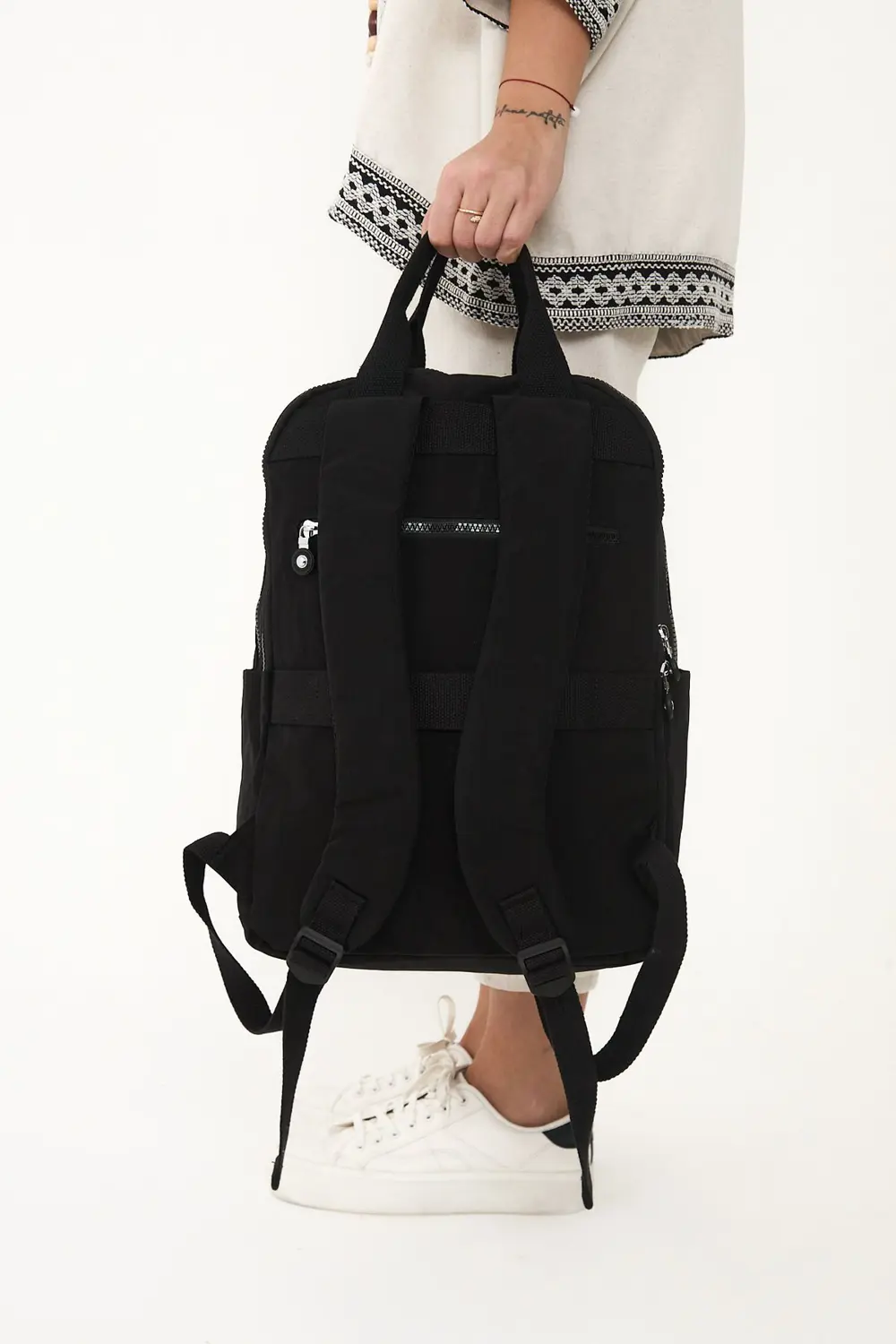 Unisex Suya Dayanıklı Krinkıl Kumaş Çok Gözlü Siyah Laptop Okul V