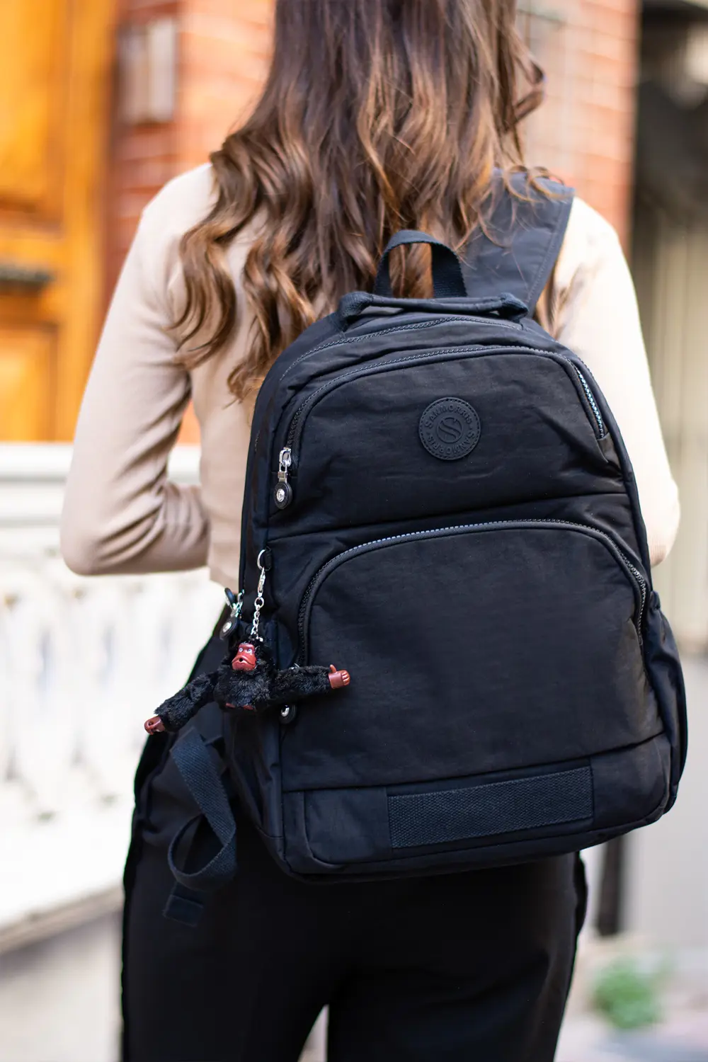Unisex Suya Dayanıklı Kumaş Laptop Bölmeli 3 Gözlü Siyah Renkli O