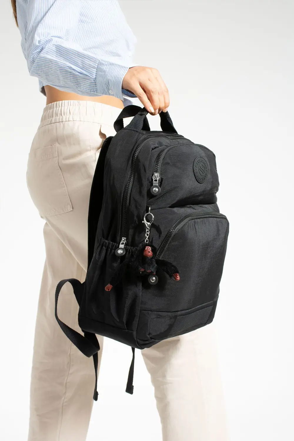 Unisex Suya Dayanıklı Kumaş Laptop Bölmeli 3 Gözlü Siyah Renkli O