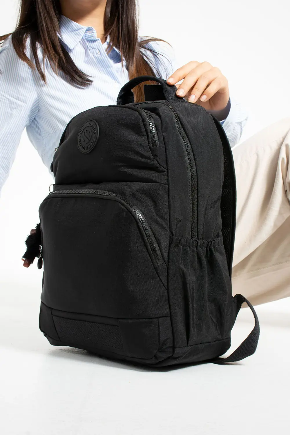 Unisex Suya Dayanıklı Kumaş Laptop Bölmeli 3 Gözlü Siyah Renkli O