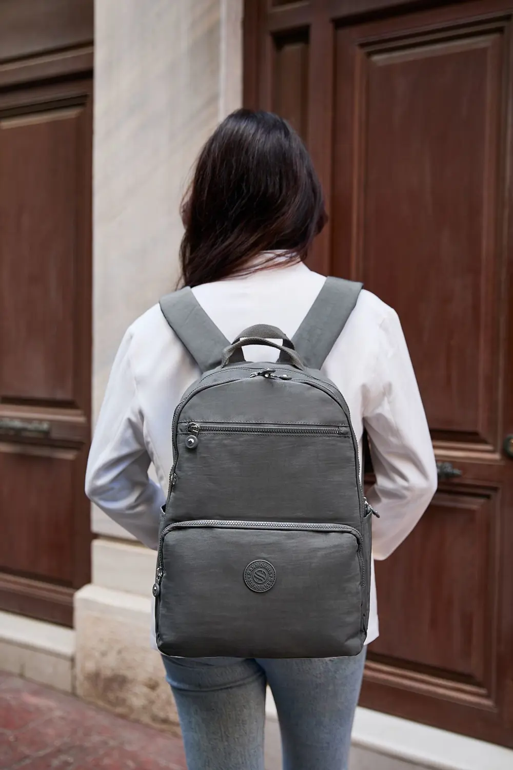 Unisex Suya Dayanıklı Orta Boy Krinkıl Kumaş Çok Gözlü Koyu Gri L