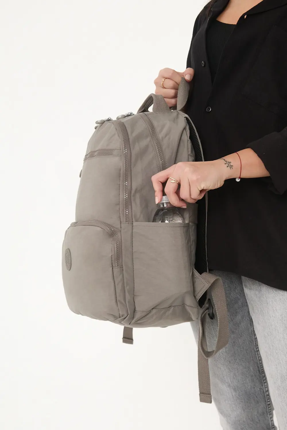 Unisex Suya Dayanıklı Orta Boy Krinkıl Kumaş Çok Gözlü Vizon Lapt