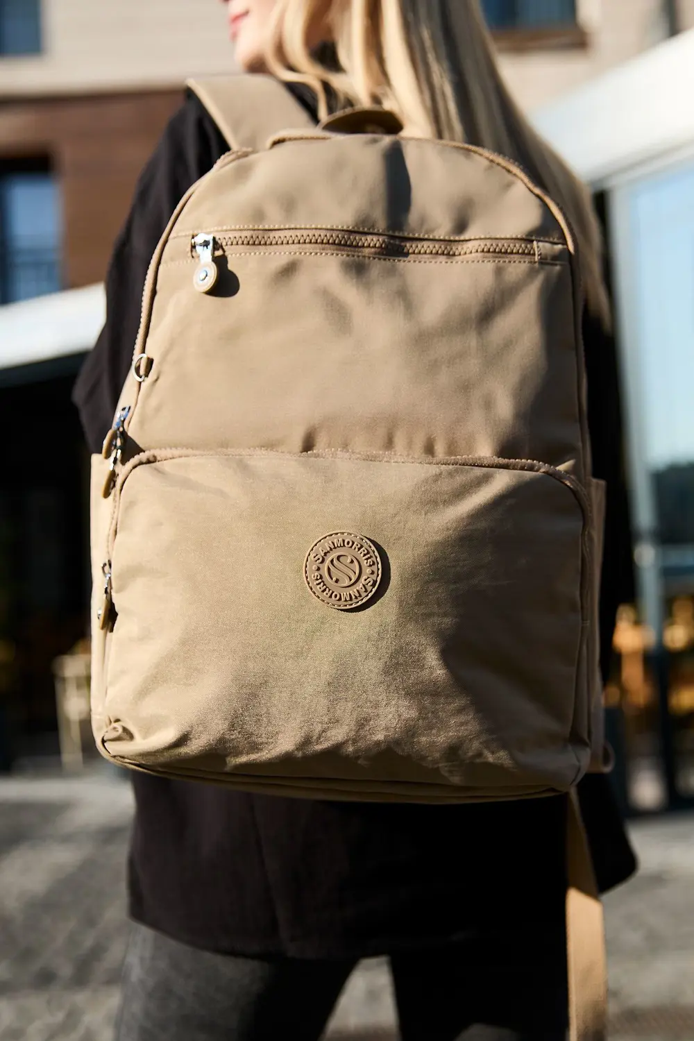 Unisex Suya Dayanıklı Orta Boy Krinkıl Kumaş Çok Gözlü Bej Laptop